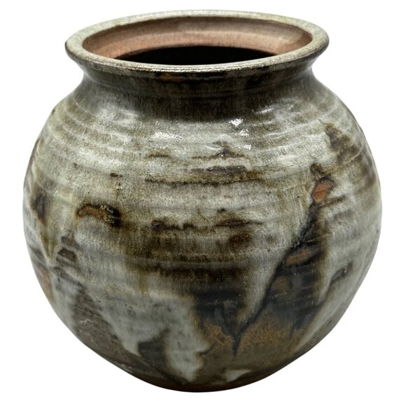 Handcrafted Ceramic Vase With Abstract Glaze Pattern signed 1981 Used READ - Picture 1 of 7